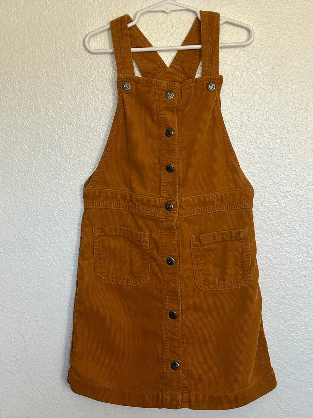Old Navy Girls Rust Corduroy Button-Front Overall Dress 8